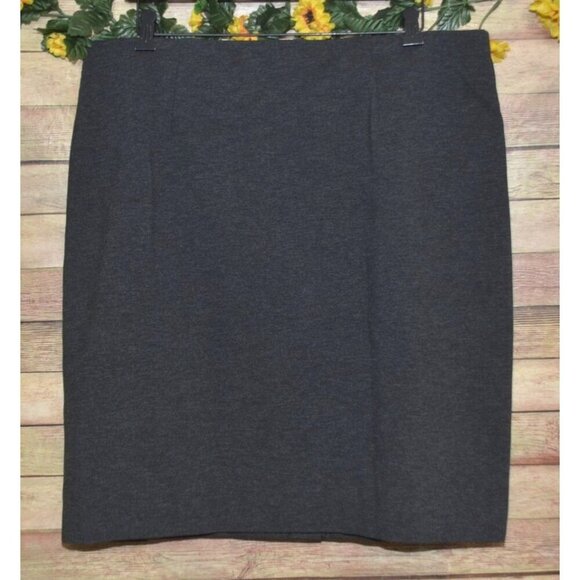 J. Jill Pencil Skirt Dark Gray Ponte Stretch Knit Straight Pull-On Women's L - Picture 1 of 6